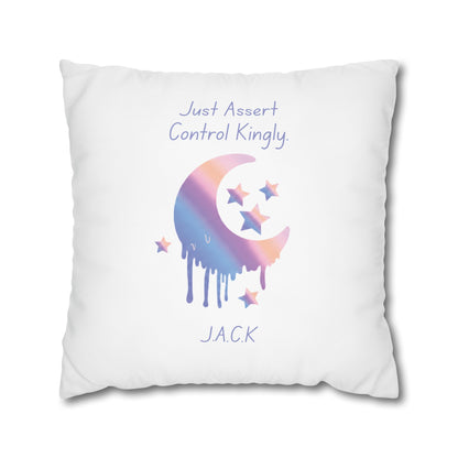 Personalized Initial Quote Moon Dripping — Custom Sayings on Square Poly Canvas Pillowcase