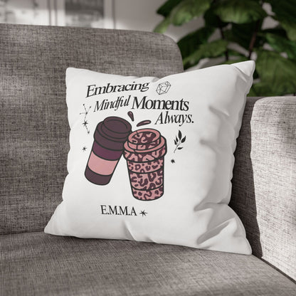 Personalized Initial Quote Girly Coffee — Custom Sayings on Square Poly Canvas Pillowcase