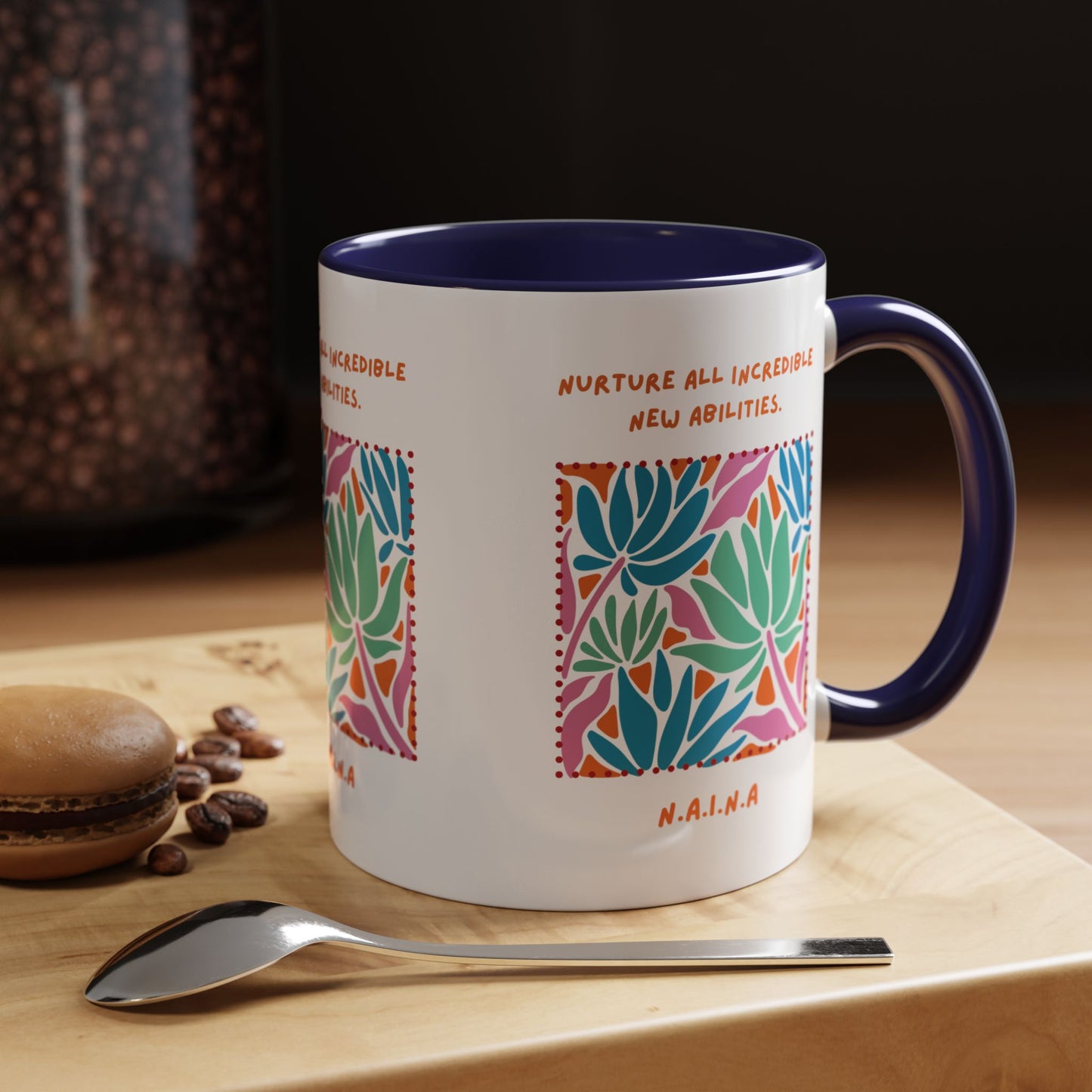 Personalized Initial Floral Momentum Accent Coffee Mug
