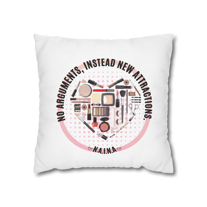 Personalized Initial Quote Cosmetic Heart — Custom Sayings on Square Poly Canvas Pillowcase