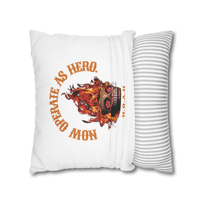 Personalized Initial Quote Fire Skull — Custom Sayings on Square Poly Canvas Pillowcase