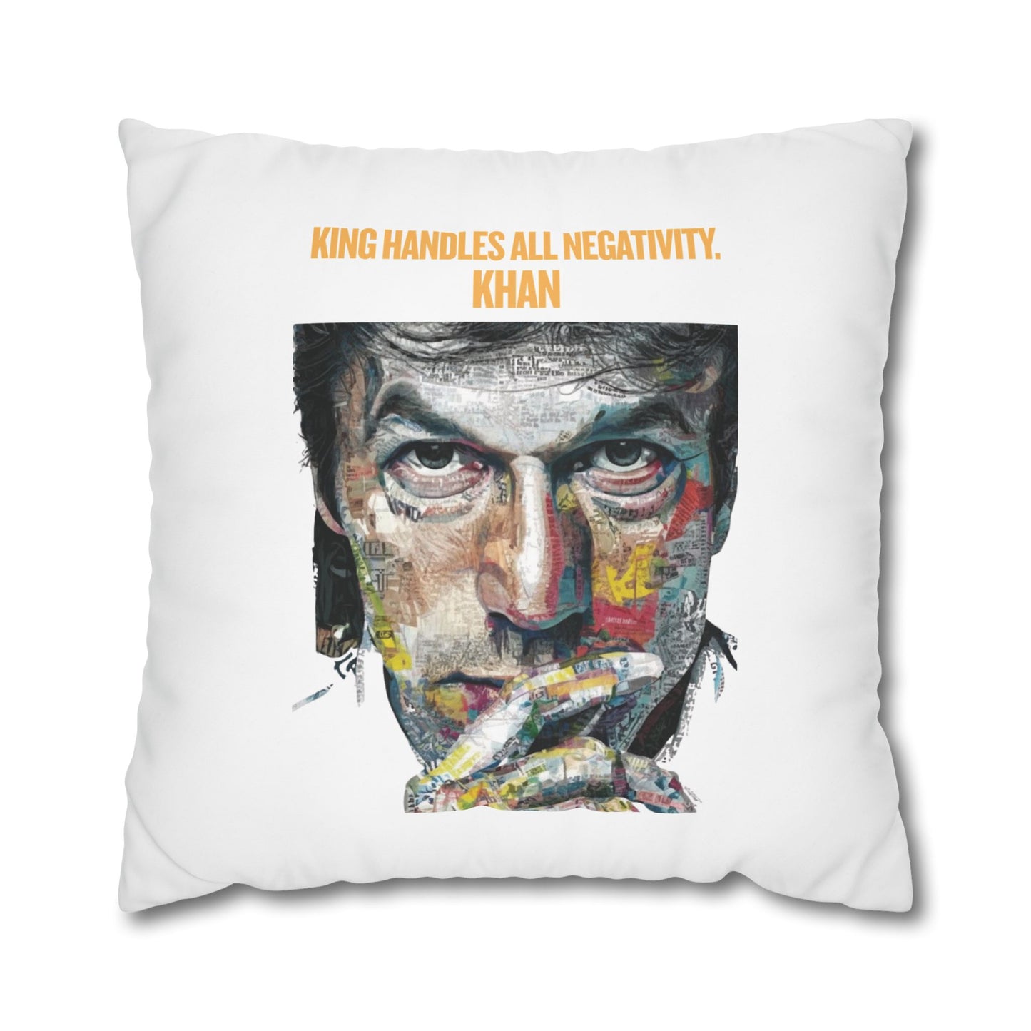 Personalized Initial Quote Khan — Custom Sayings on Square Poly Canvas Pillowcase