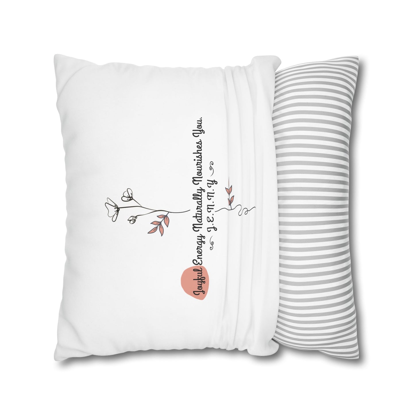 Personalized Initial Floral Minimalist — Custom Sayings on Square Poly Canvas Pillowcase