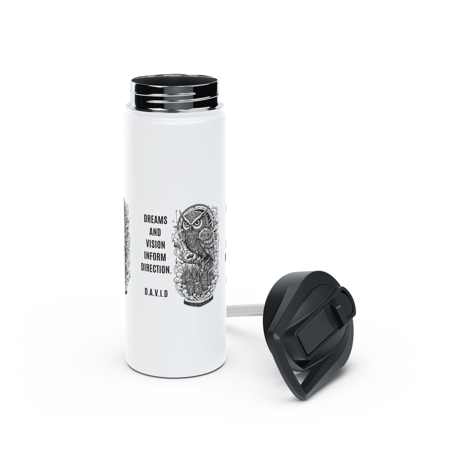 Personalized Initial Quote Owl Vision Stainless Steel Water Bottle