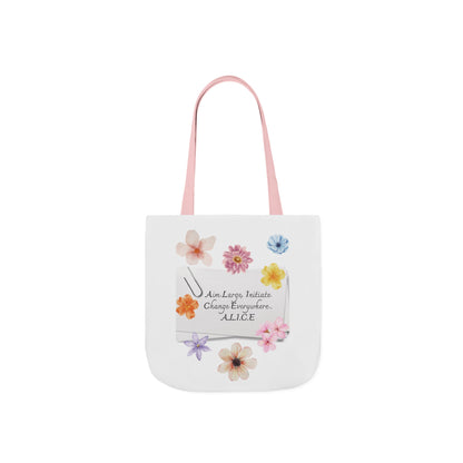 Personalized Initial Quote Floral Clip Canvas Tote Custom Name
