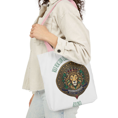 Personalized Initial Quote Circle Lion Canvas Tote Custom Name