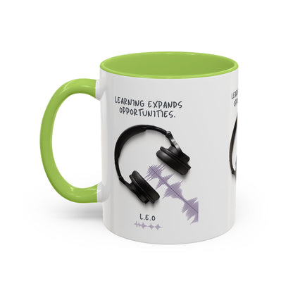 Personalized Initial Headphones Accent Coffee Mug