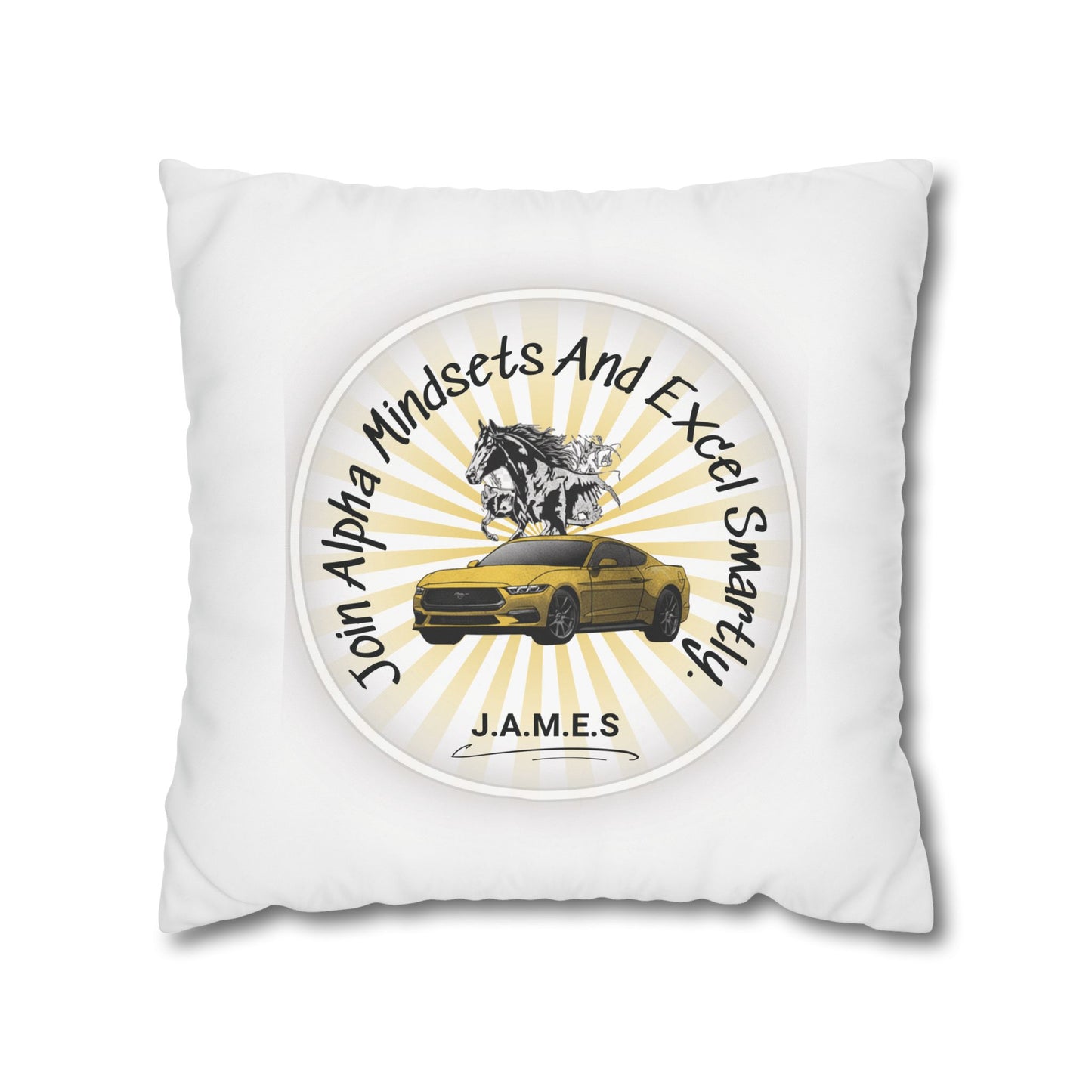Personalized Initial Quote Horse Car — Custom Sayings on Square Poly Canvas Pillowcase