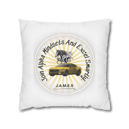 Personalized Initial Quote Horse Car — Custom Sayings on Square Poly Canvas Pillowcase