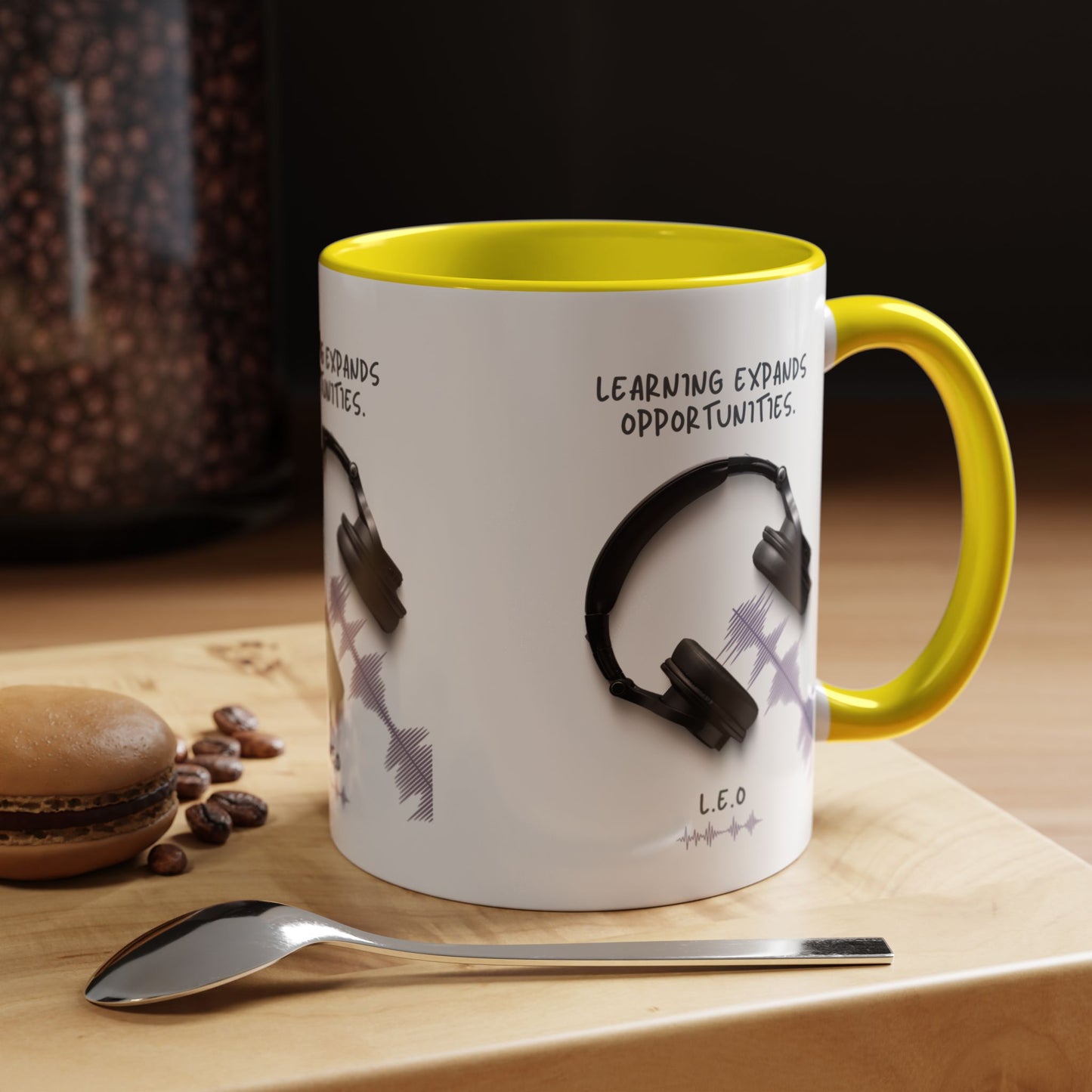 Personalized Initial Headphones Accent Coffee Mug