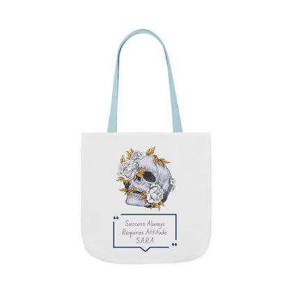 Personalized Initial Quote Floral Skull Canvas Tote Custom Name