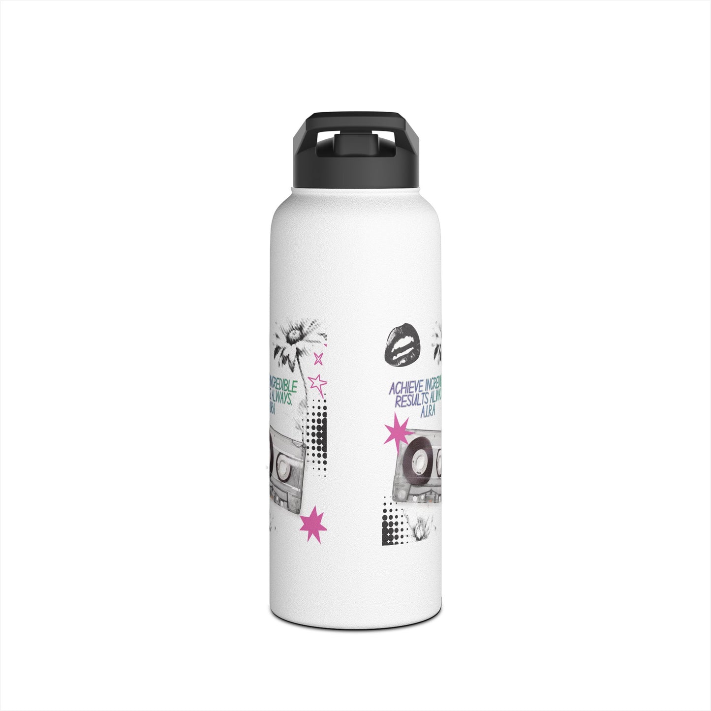 Personalized Initial Quote Cassette Stainless Steel Water Bottle
