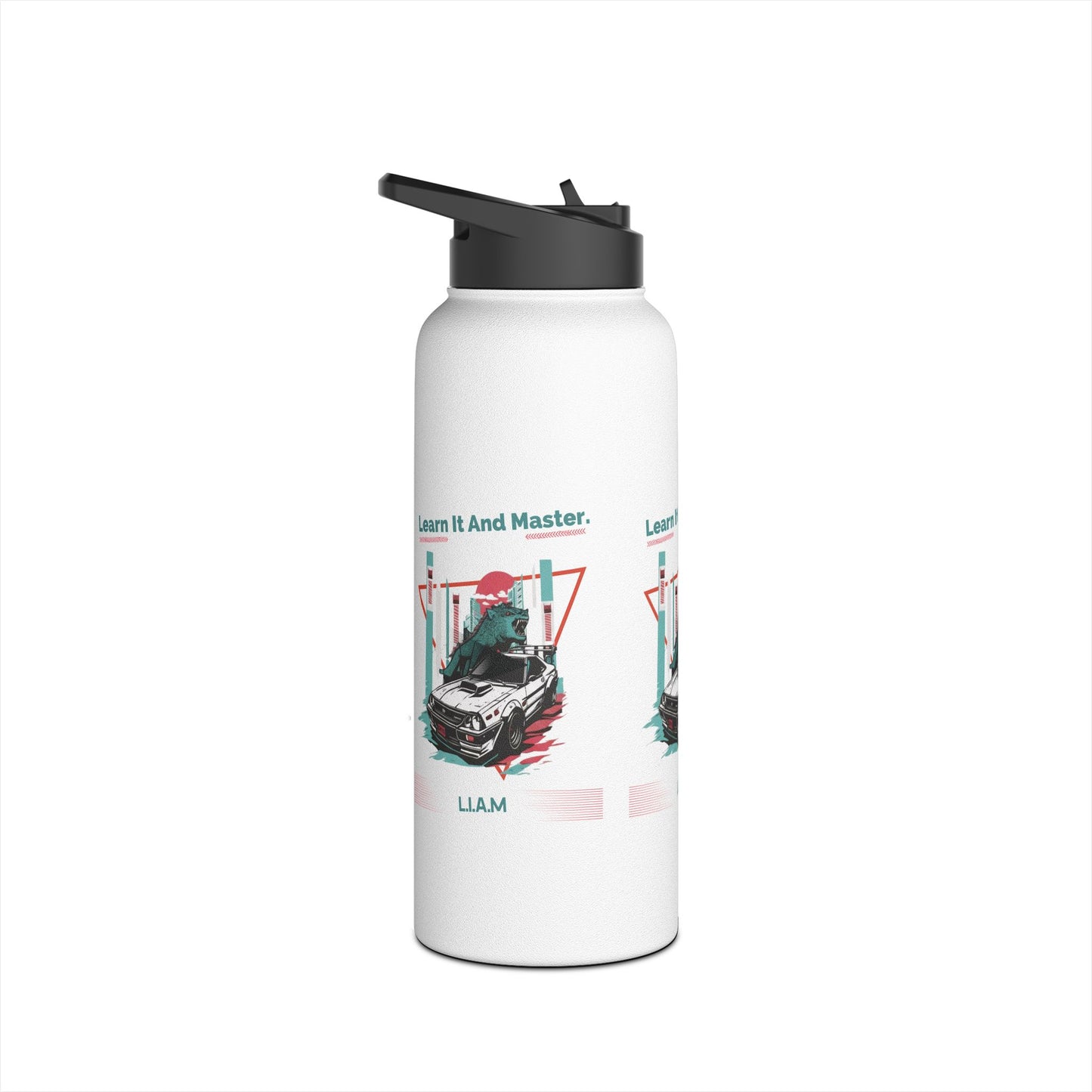 Personalized Initial Quote Dinosaur Car Stainless Steel Water Bottle