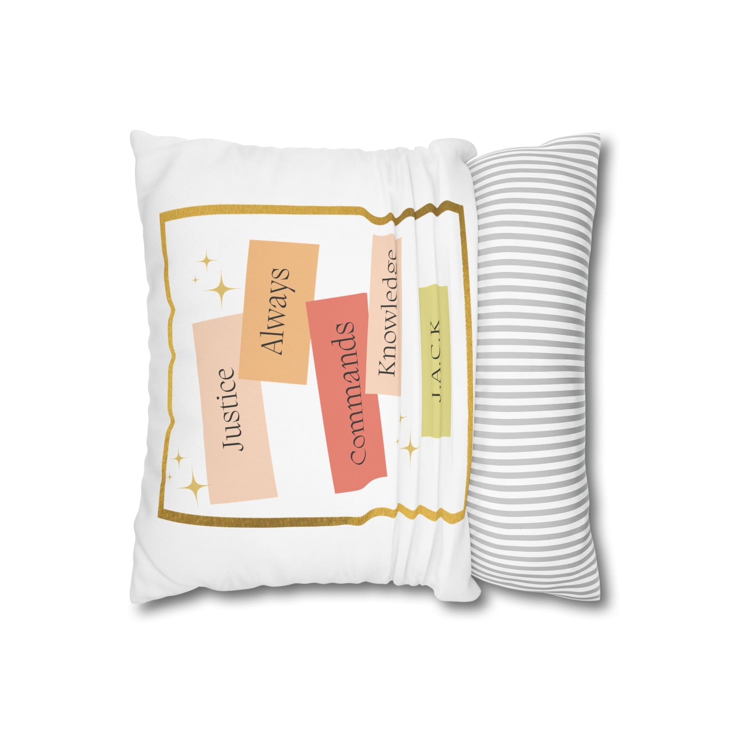 Personalized Initial Quote Pastel Inspirational — Custom Sayings on Square Poly Canvas Pillowcase