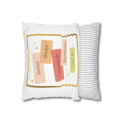 Personalized Initial Quote Pastel Inspirational — Custom Sayings on Square Poly Canvas Pillowcase