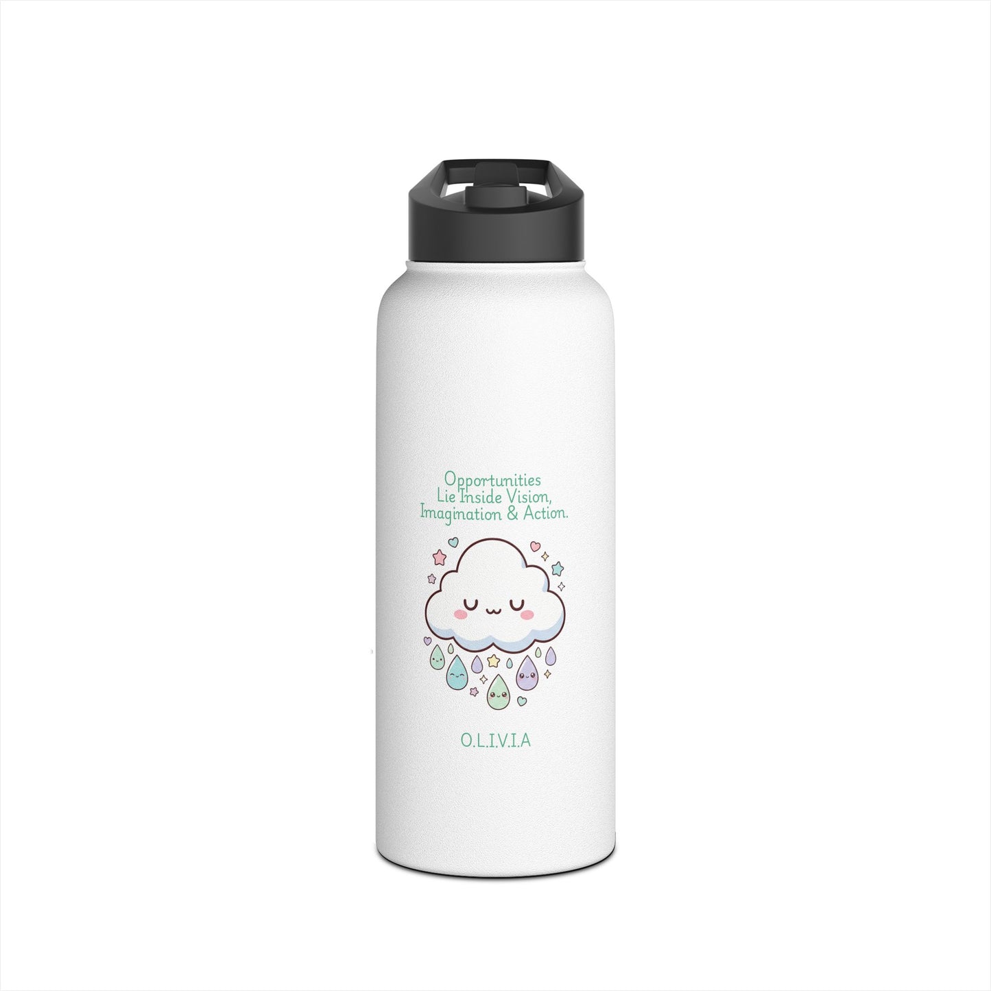 Personalized Initial Quote Cloud Dripping Stainless Steel Water Bottle