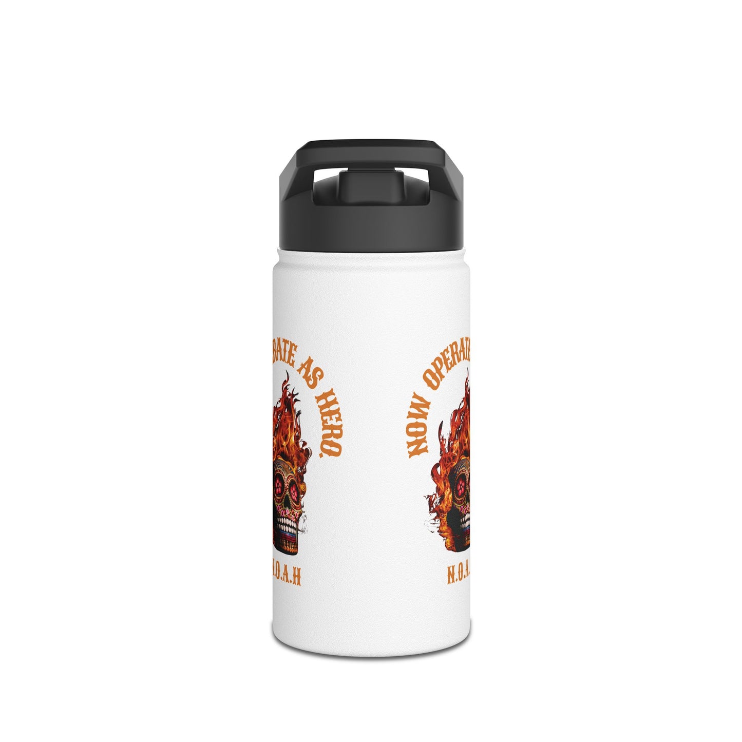 Personalized Initial Quote Fire Skull Stainless Steel Water Bottle