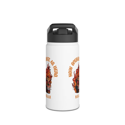 Personalized Initial Quote Fire Skull Stainless Steel Water Bottle