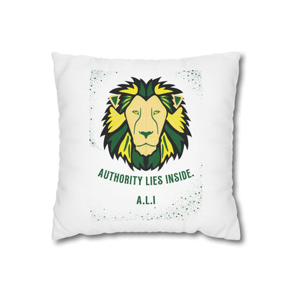 Customized monogrammed pillowcase with personalized quote. High-quality poly canvas square cushion cover, ideal for housewarming, wedding, or anniversary gifts with bespoke text.