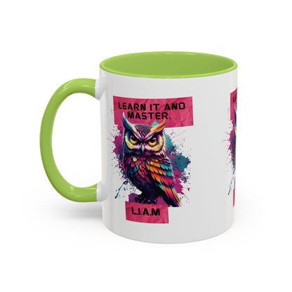 Personalized Initial Owl Accent Coffee Mug