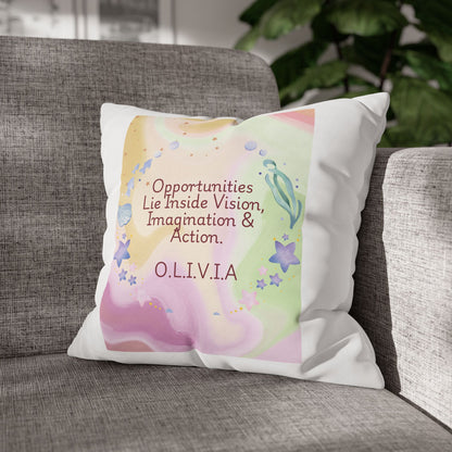 Personalized Initial Quote Ocean Theme — Custom Sayings on Square Poly Canvas Pillowcase