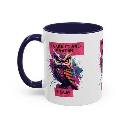 Personalized Initial Owl Accent Coffee Mug