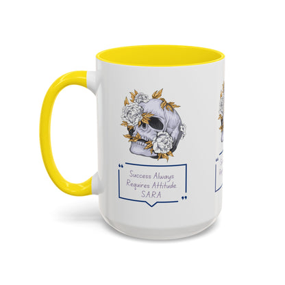 Personalized Initial Floral Skull Accent Coffee Mug