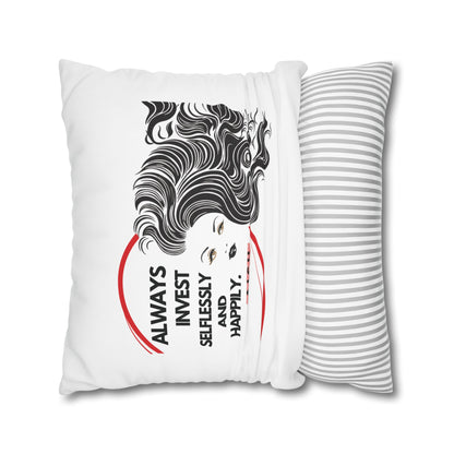 Personalized Initial Quote Inspirational Girl — Custom Sayings on Square Poly Canvas Pillowcase