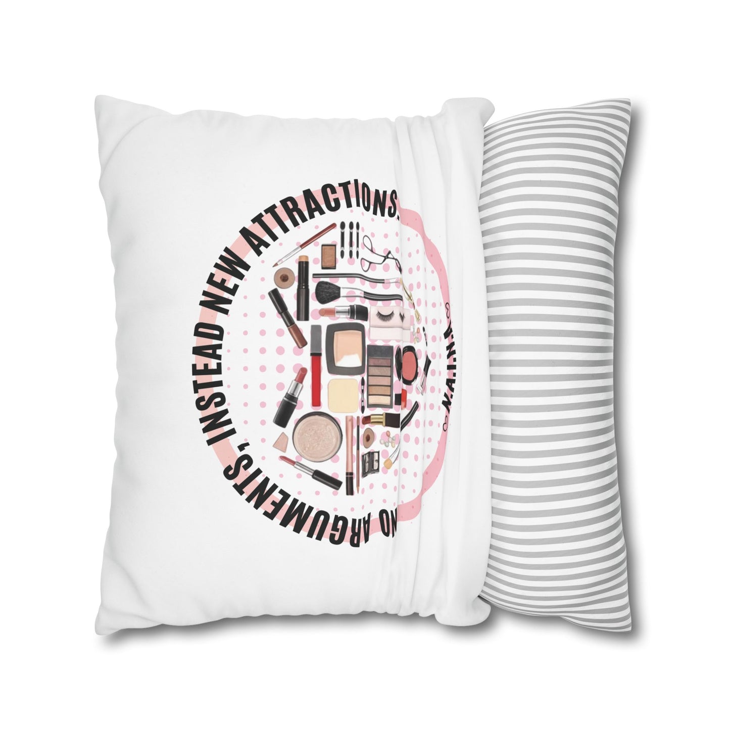 Personalized Initial Quote Cosmetic Heart — Custom Sayings on Square Poly Canvas Pillowcase