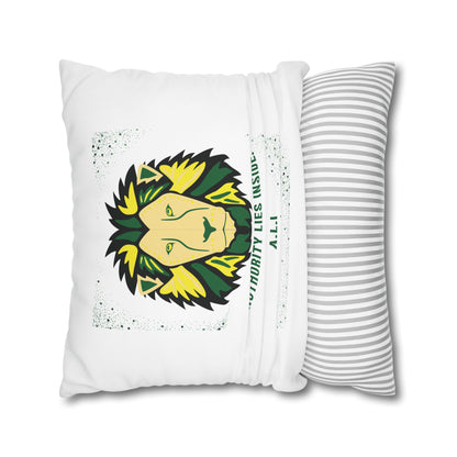 Personalized Initial Quote Lion — Custom Sayings on Square Poly Canvas Pillowcase