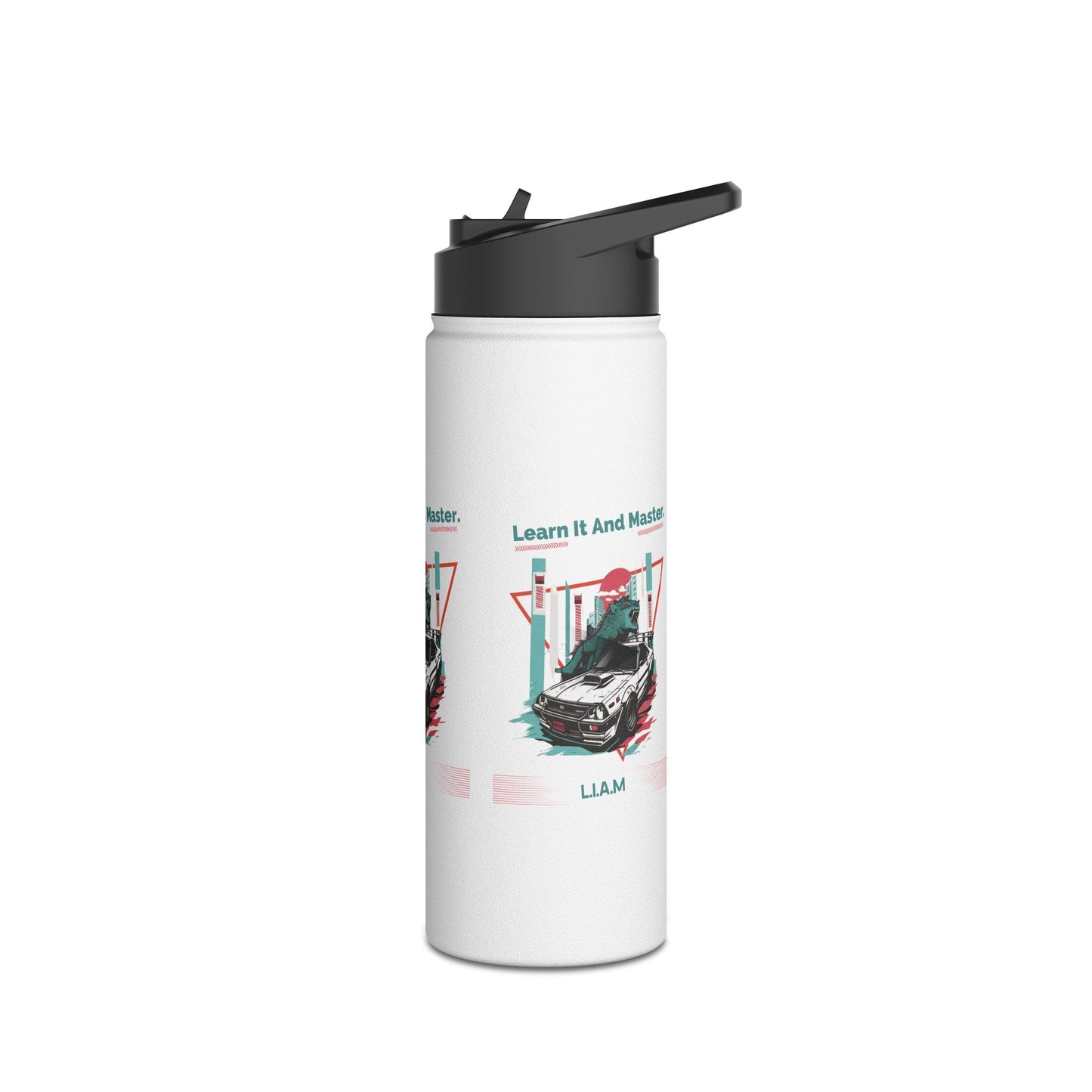 Personalized Initial Quote Dinosaur Car Stainless Steel Water Bottle