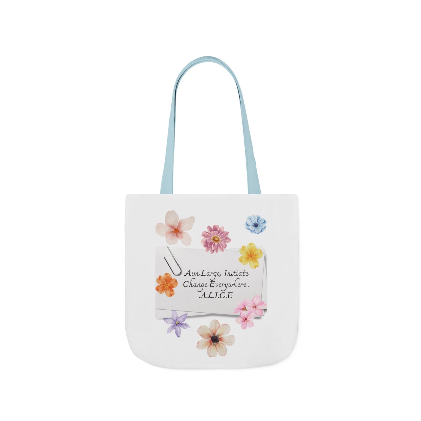 Personalized Initial Quote Floral Clip Canvas Tote Custom Name