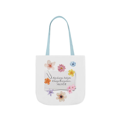 Personalized Initial Quote Floral Clip Canvas Tote Custom Name