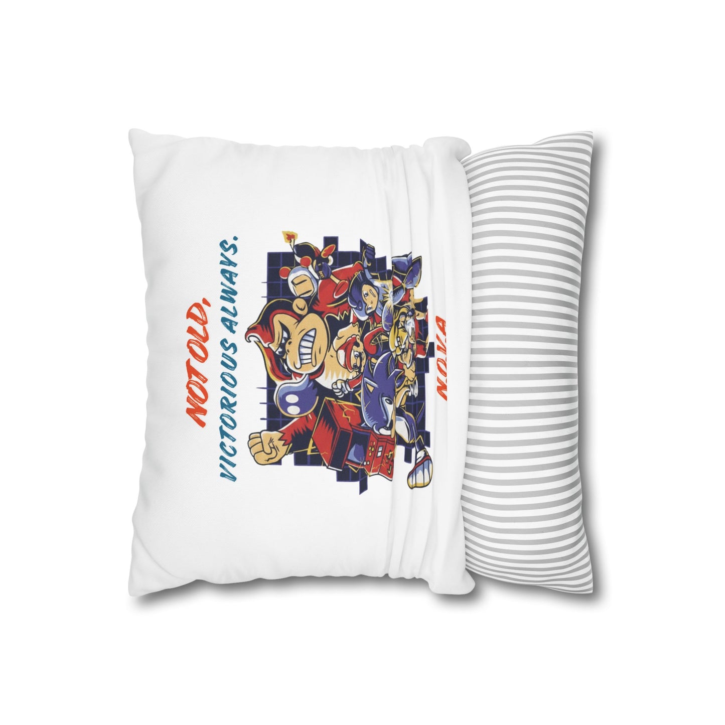 Personalized Initial Quote Cartoon — Custom Sayings on Square Poly Canvas Pillowcase