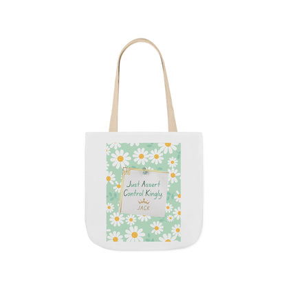 Personalized Initial Quote Floral Inspirational Canvas Tote Custom Name