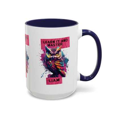 Personalized Initial Owl Accent Coffee Mug