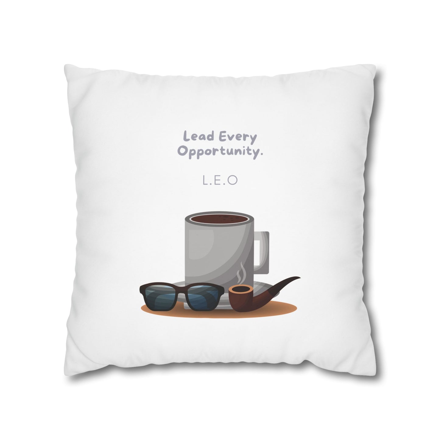 Personalized Initial Quote Coffee and Sunglasses — Custom Sayings on Square Poly Canvas Pillowcase