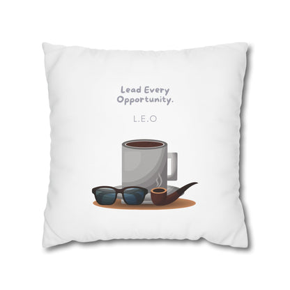 Personalized Initial Quote Coffee and Sunglasses — Custom Sayings on Square Poly Canvas Pillowcase