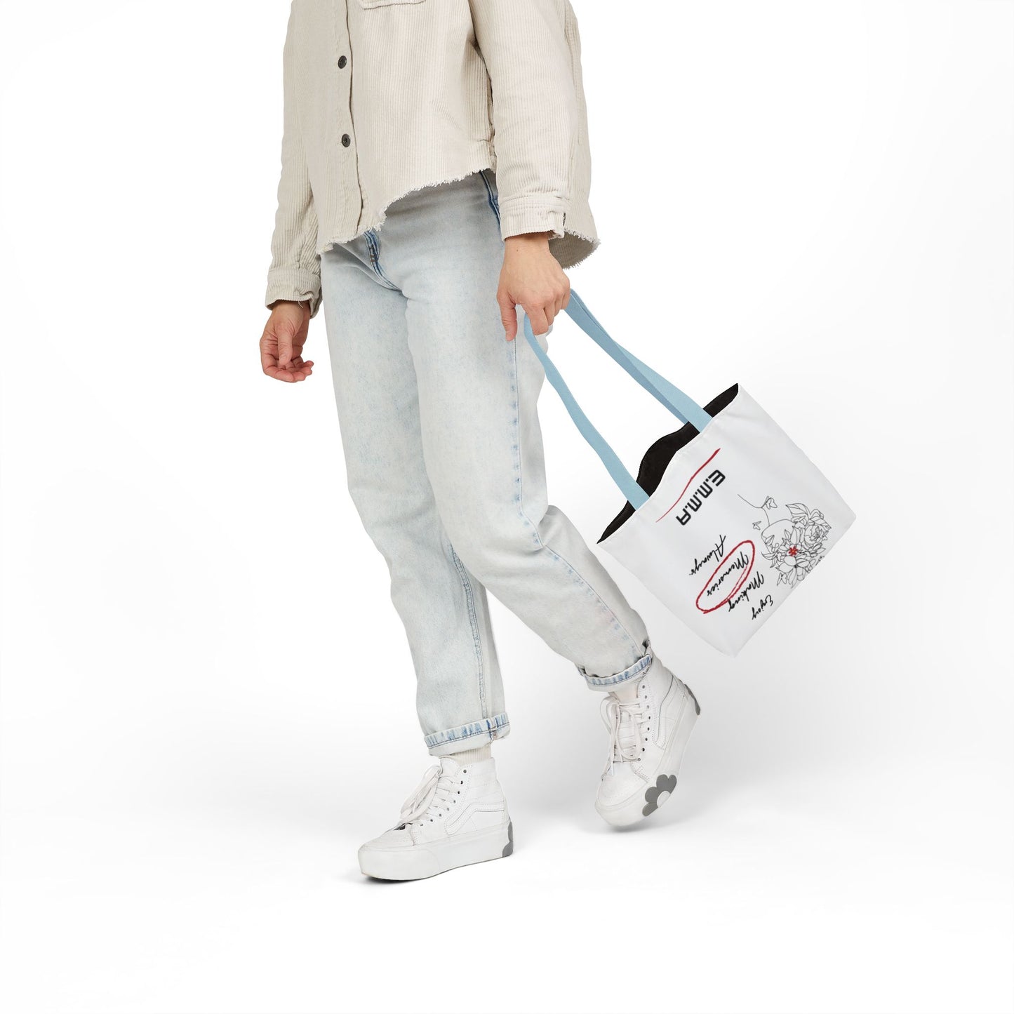 Personalized Initial Quote Floral Girl Canvas Tote Custom Name