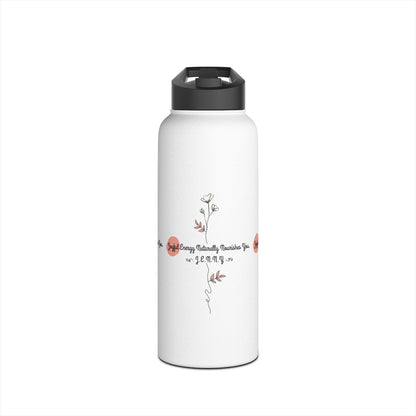 Personalized Initial Quote Floral Minimalist Stainless Steel Water Bottle
