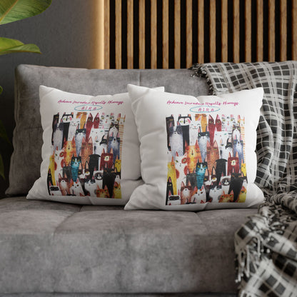 Personalized Initial Quote Cat Collage — Custom Sayings on Square Poly Canvas Pillowcase