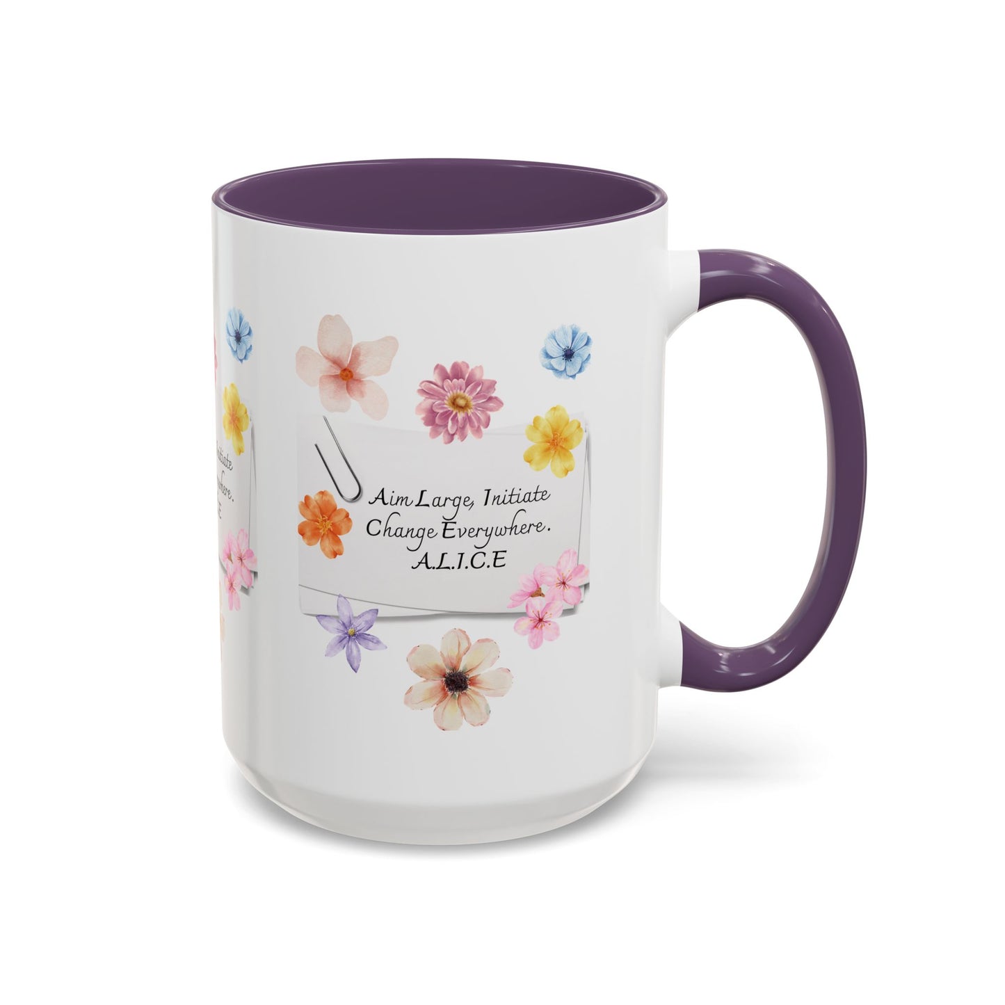 Personalized Floral Clip Note Accent Coffee Mug
