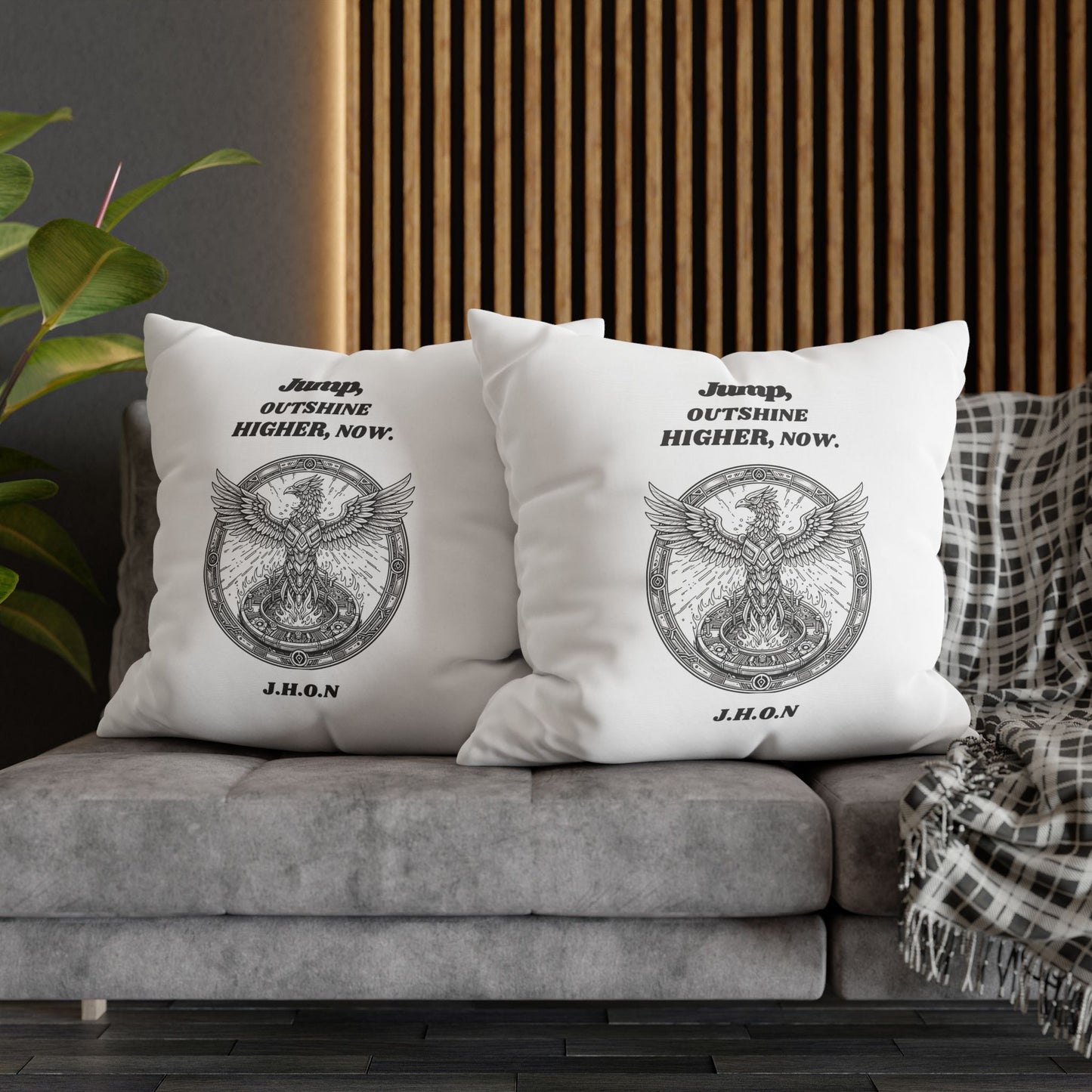 Personalized Initial Quote Circled Eagle — Custom Sayings on Square Poly Canvas Pillowcase