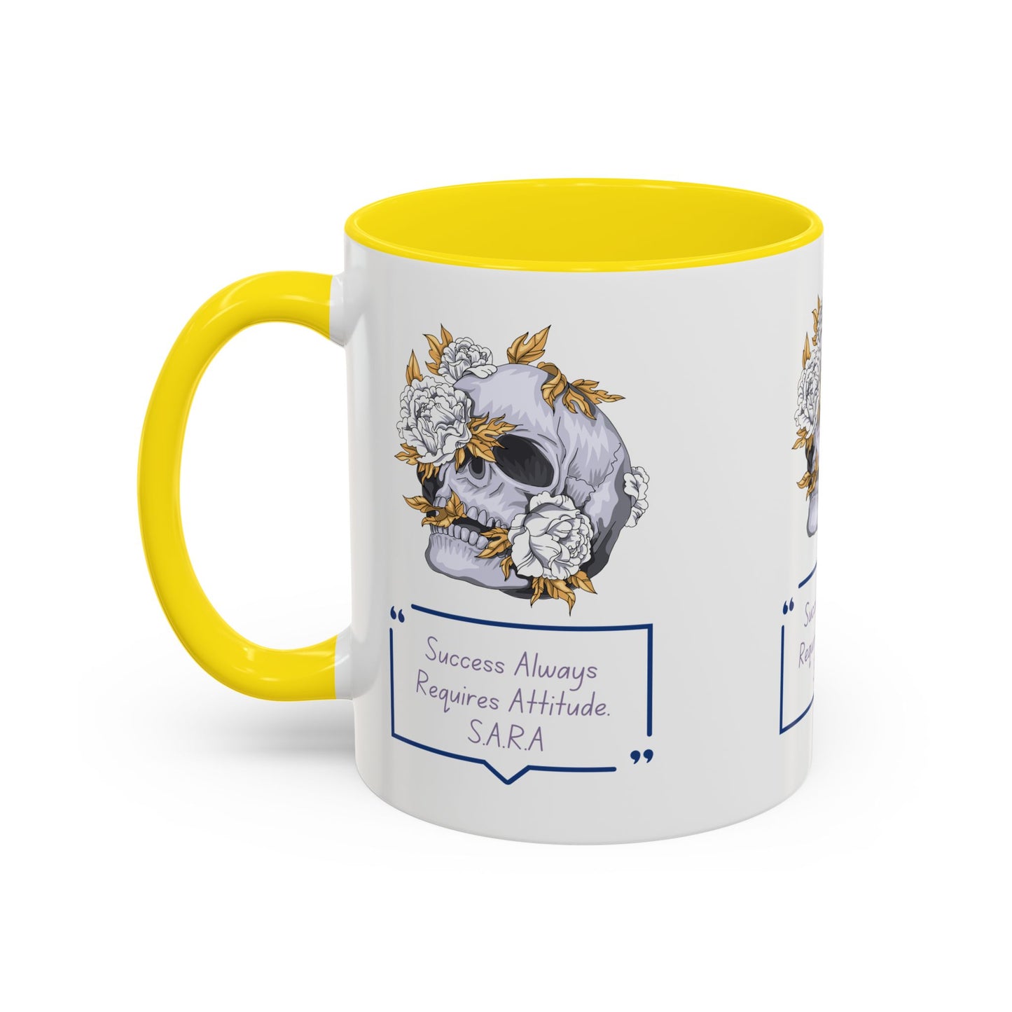 Personalized Initial Floral Skull Accent Coffee Mug