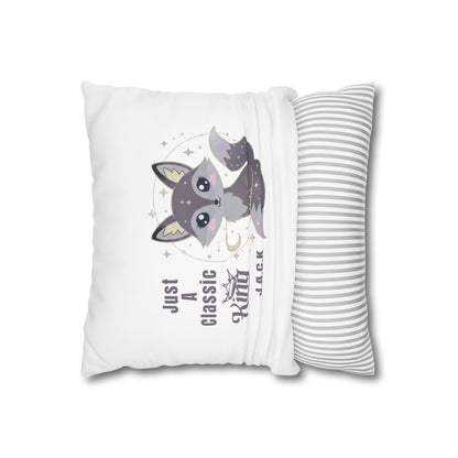 Personalized Initial Quote Fox — Custom Sayings on Square Poly Canvas Pillowcase