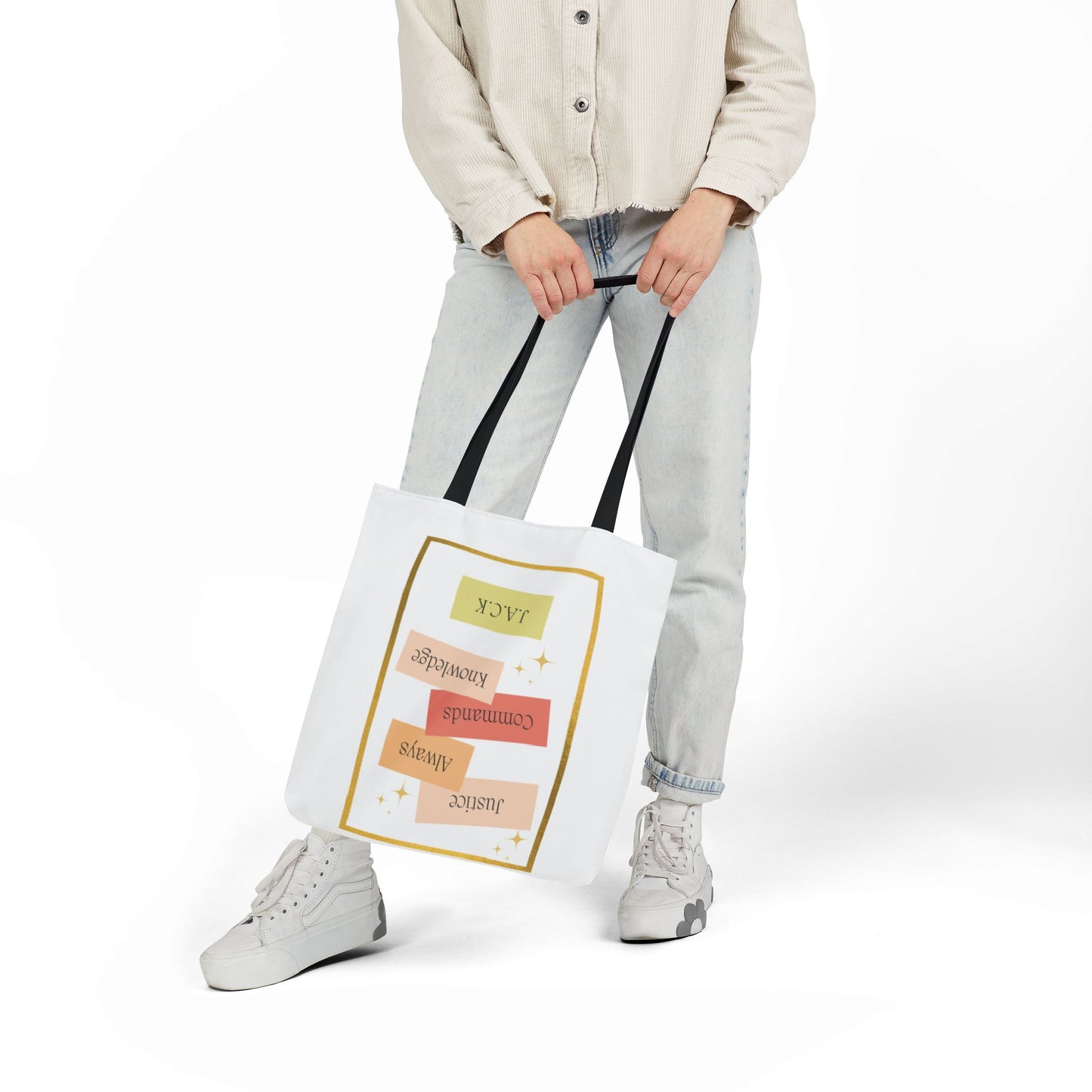 Personalized Initial Quote Inspirational Canvas Tote Custom Name