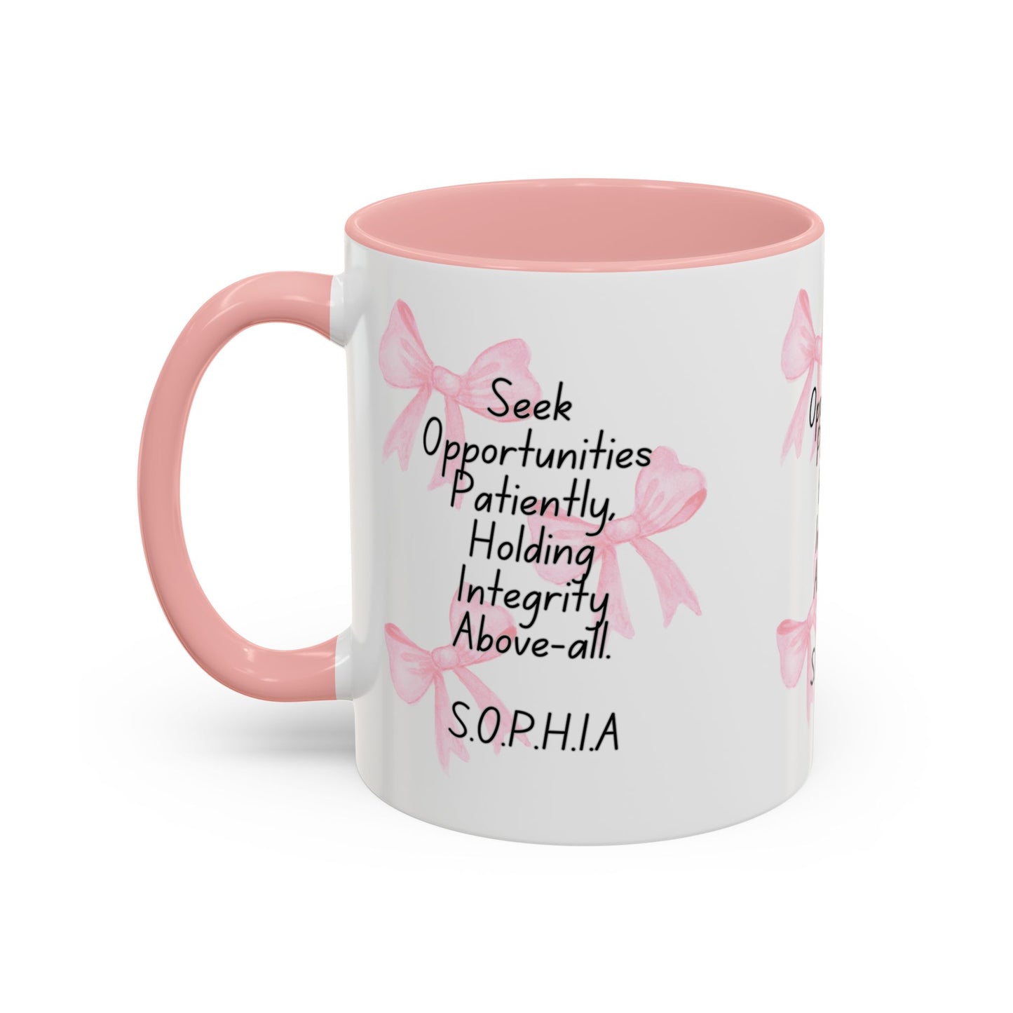 Personalized Pink Bow Accent Coffee Mug