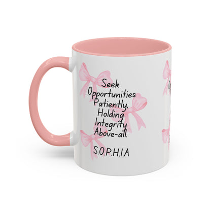 Personalized Pink Bow Accent Coffee Mug