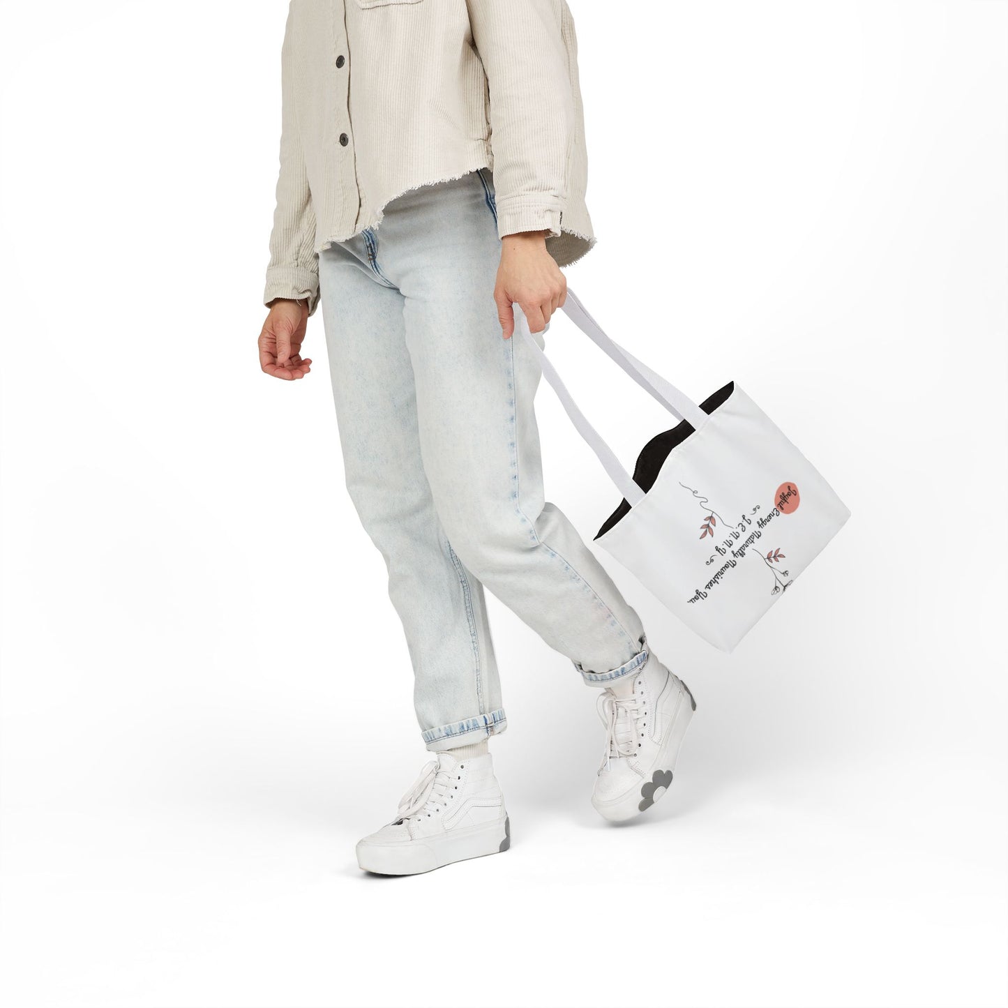 Personalized Initial Quote Floral Minimalist Canvas Tote Custom Name