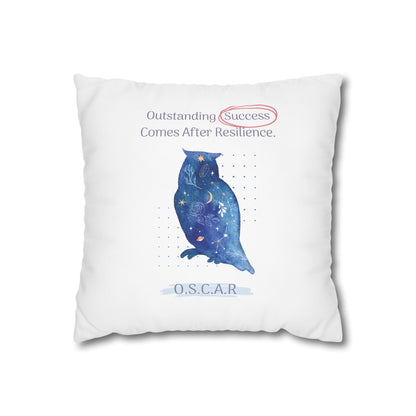 Customized monogrammed pillowcase with personalized quote. High-quality poly canvas square cushion cover, ideal for housewarming, wedding, or anniversary gifts with bespoke text.